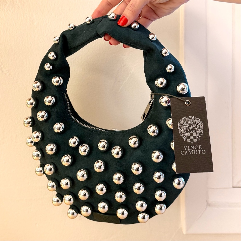 NWT Vince Camuto Aleck Studded Shoulder Bag in Malachite